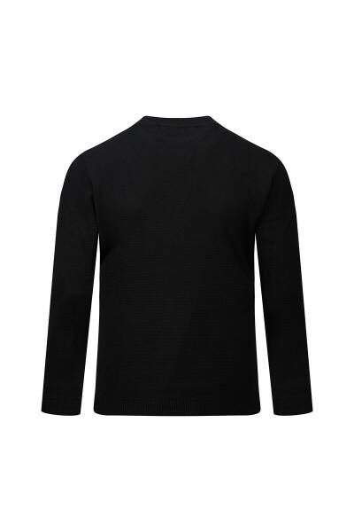 Siyah Regular Fit Yarım Balıkçı Yaka Pamuklu Kazak - 3