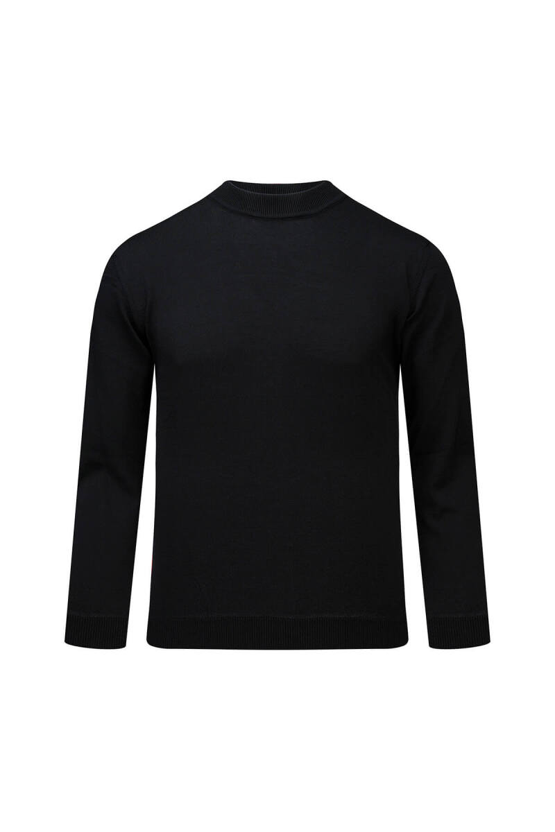Siyah Regular Fit Yarım Balıkçı Yaka Rayon Kazak