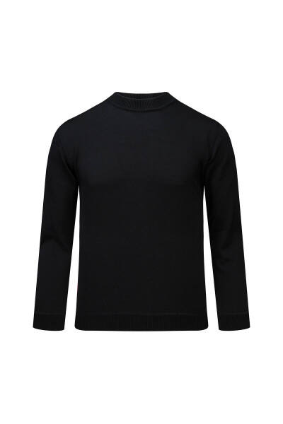 Siyah Regular Fit Yarım Balıkçı Yaka Rayon Kazak - 1