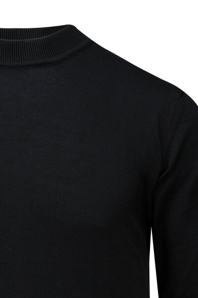 Siyah Regular Fit Yarım Balıkçı Yaka Rayon Kazak - 2