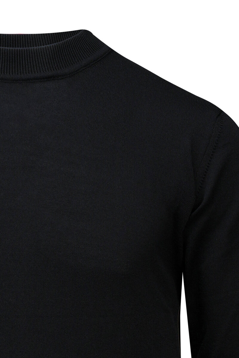 Siyah Regular Fit Yarım Balıkçı Yaka Rayon Kazak - Saykı (1)