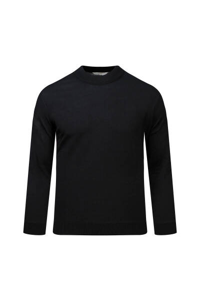 Siyah Regular Fit Yarım Balıkçı Yaka Rayon Kazak - 1