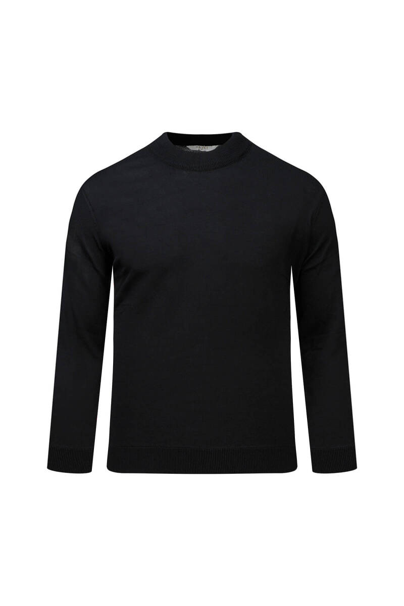 Siyah Regular Fit Yarım Balıkçı Yaka Rayon Kazak - Saykı