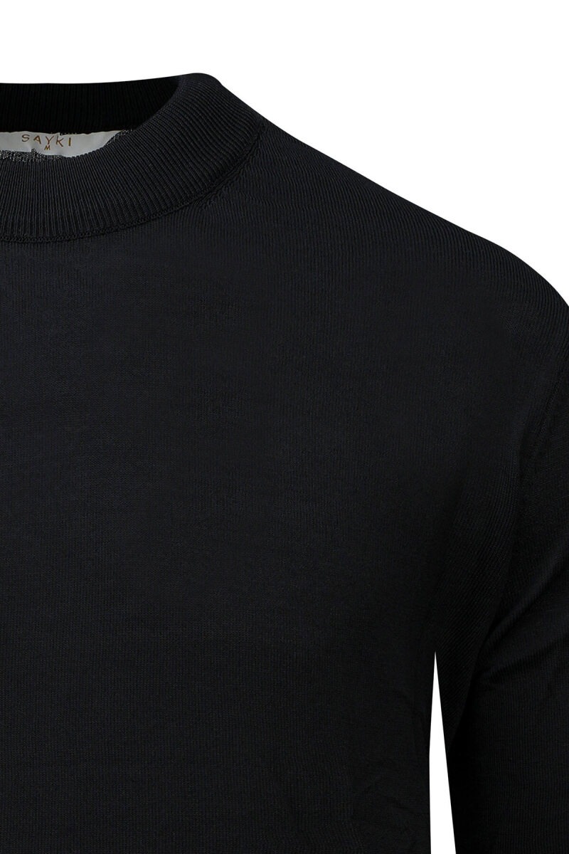 Siyah Regular Fit Yarım Balıkçı Yaka Rayon Kazak - Saykı (1)