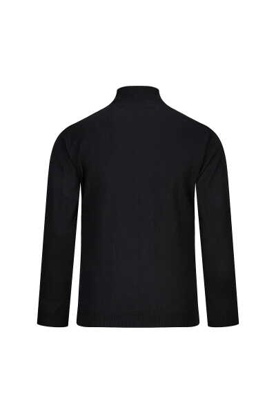 Siyah Regular Fit Yarım Balıkçı Yaka Yünlü Kazak - 3