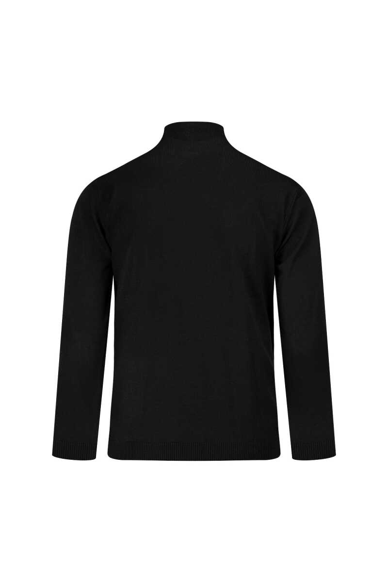 Siyah Regular Fit Yarım Balıkçı Yaka Yünlü Kazak