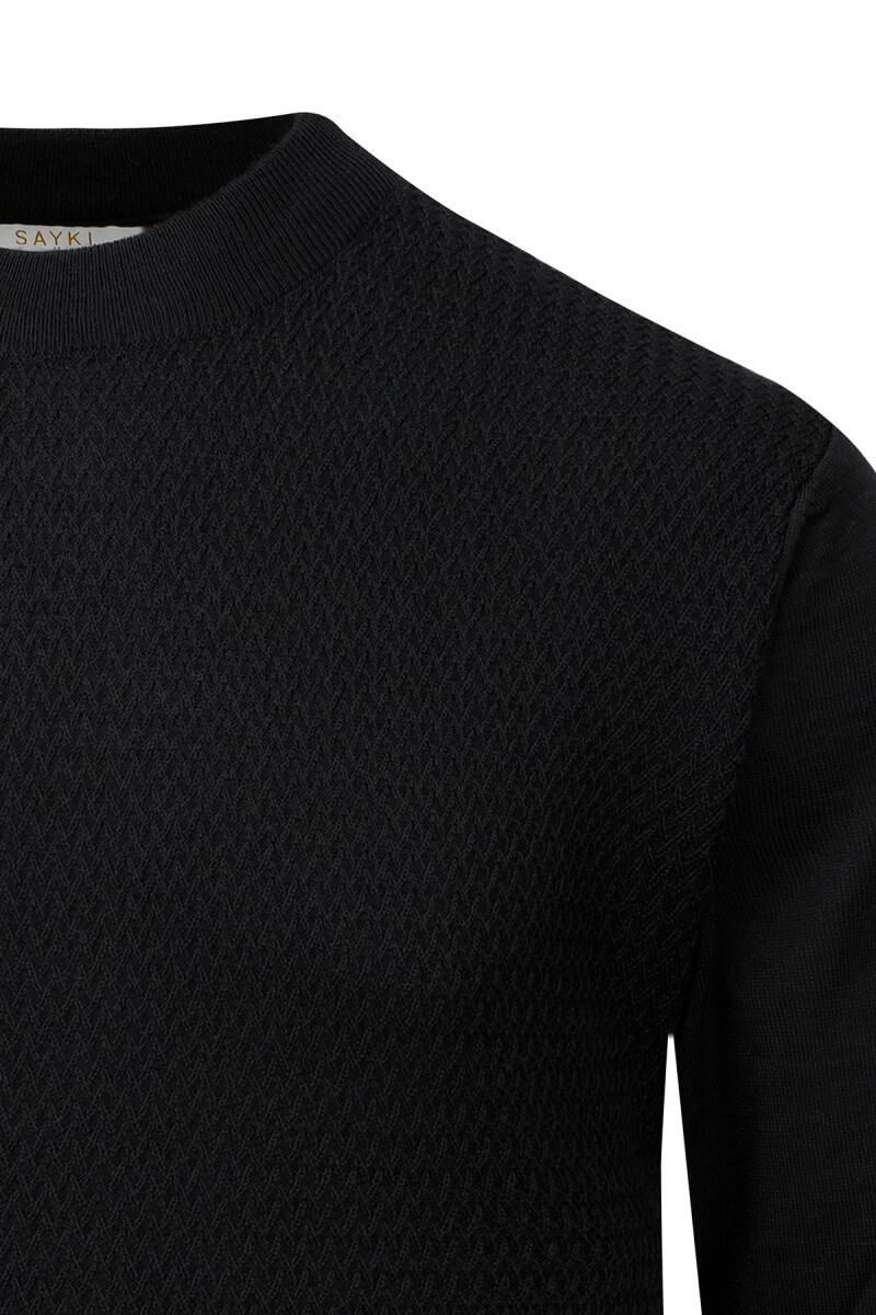 Siyah Regular Fit Yarım Balıkçı Yaka Yünlü Kazak - Saykı (1)