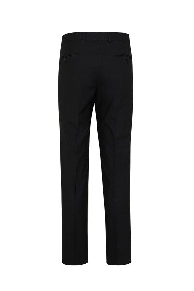 Siyah Regular Fit Yünlü Kumaş Pantolon - 2