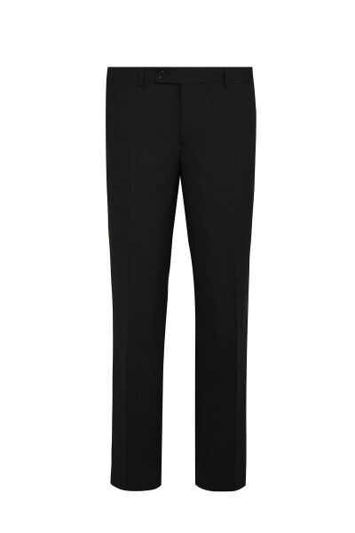 Siyah Regular Fit Yünlü Kumaş Pantolon - 1