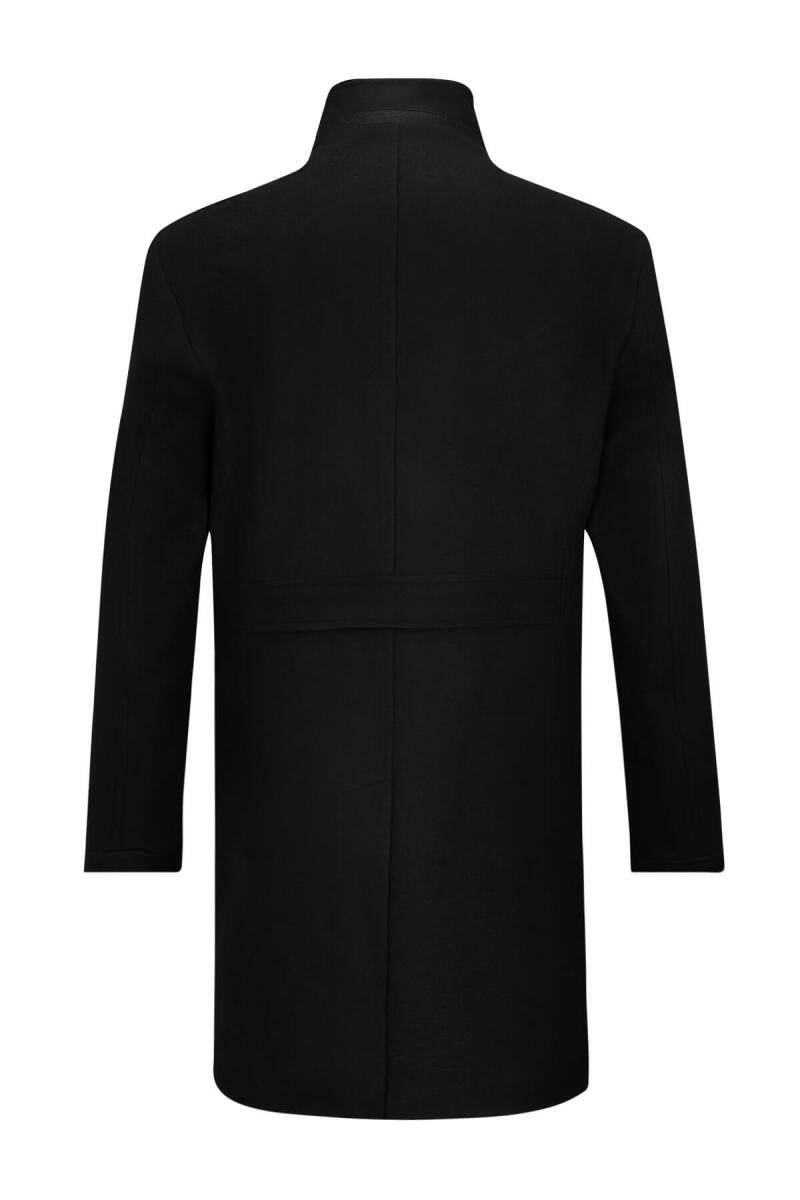 Siyah Slim Fit Ceket Yaka Kaşe Palto - Saykı (1)