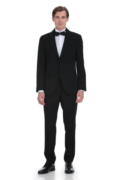 Siyah Slim Fit Çıkma Şal Yaka Damatlık - 8