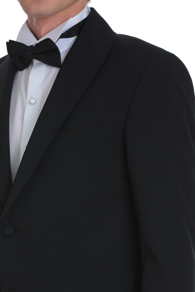 Siyah Slim Fit Çıkma Şal Yaka Damatlık - 6