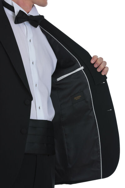 Siyah Slim Fit Çıkma Şal Yaka Damatlık - 7