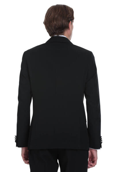 Siyah Slim Fit Çıkma Şal Yaka Damatlık - 8