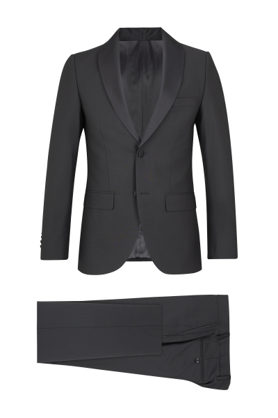 Siyah Slim Fit Çıkma Şal Yaka Damatlık - 1