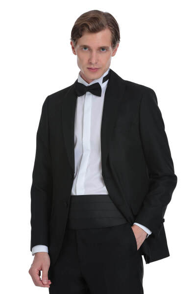 Siyah Slim Fit Çıkma Şal Yaka Damatlık - 3