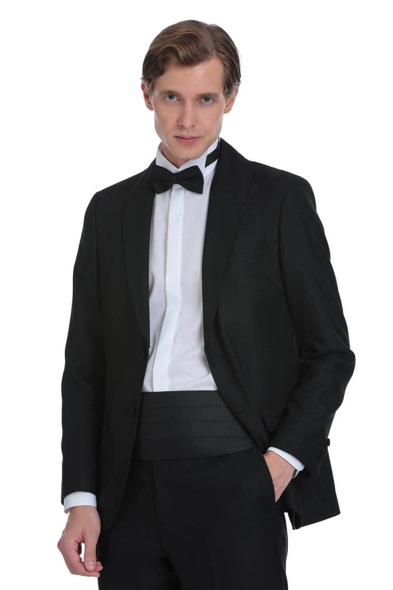 Siyah Slim Fit Çıkma Şal Yaka Damatlık - Saykı (1)