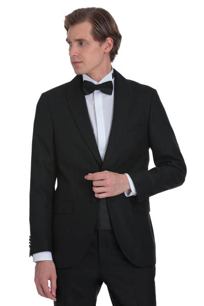 Siyah Slim Fit Çıkma Şal Yaka Damatlık - 6