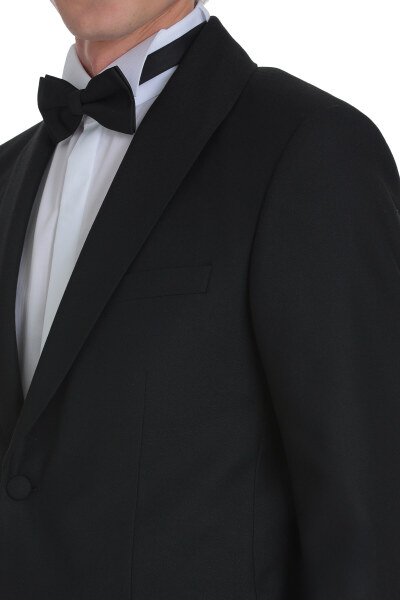 Siyah Slim Fit Çıkma Şal Yaka Damatlık - 7