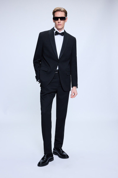Siyah Slim Fit Çıkma Şal Yaka Klasik Damatlık - 8