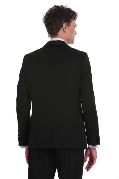 Siyah Slim Fit Çıkma Şal Yaka Klasik Damatlık - 10