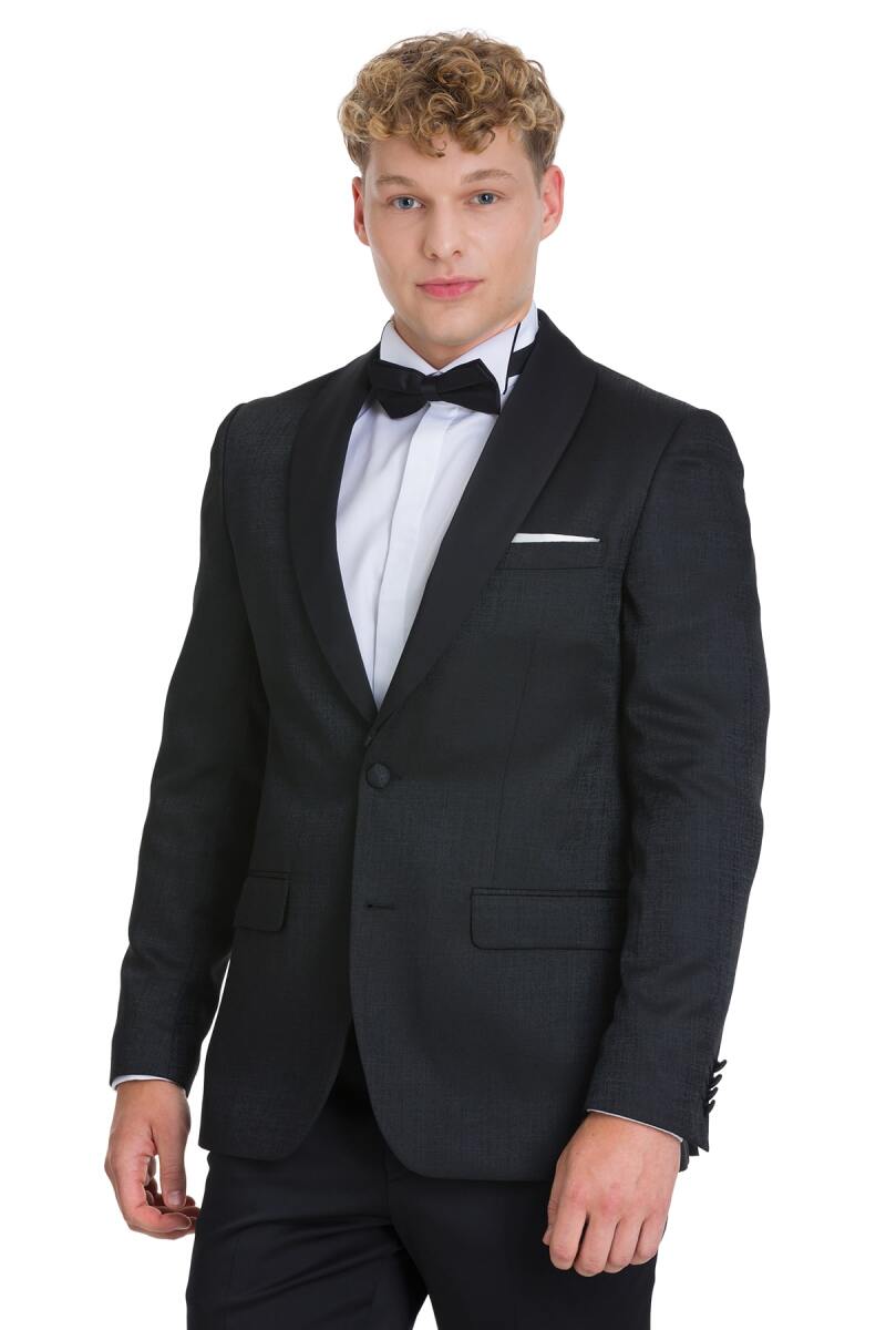Siyah Slim Fit Çıkma Sivri Yaka Klasik Damatlık - Hatemoğlu (1)