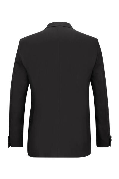 Siyah Slim Fit Çıkma Sivri Yaka Klasik Damatlık - 3