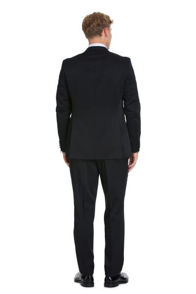 Siyah Slim Fit Çıkma Sivri Yaka Klasik Damatlık - 8