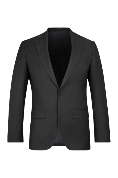 Siyah Slim Fit Çizgili Mono Yaka Takım Elbise - 2