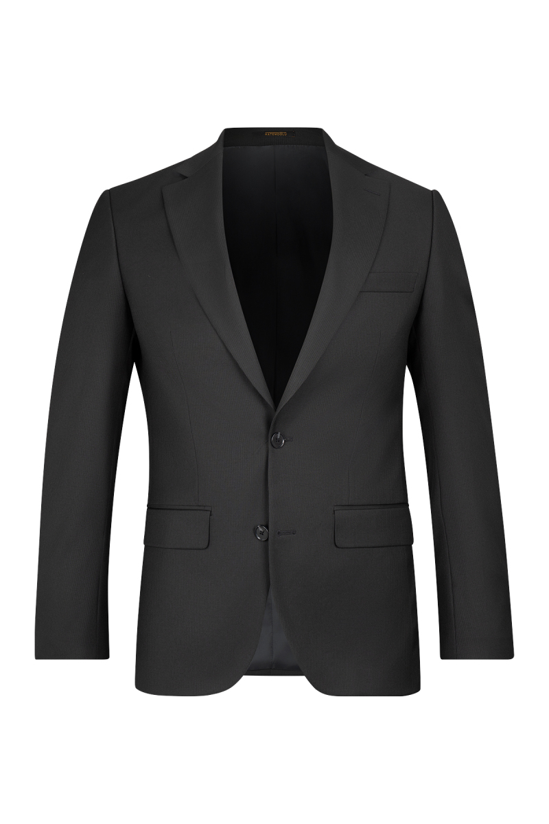 Siyah Slim Fit Çizgili Mono Yaka Takım Elbise - Hatemoğlu (1)