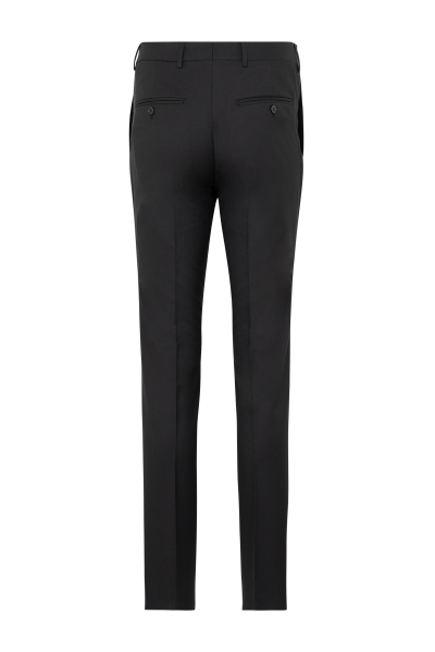 Siyah Slim Fit Çizgili Mono Yaka Takım Elbise - 5