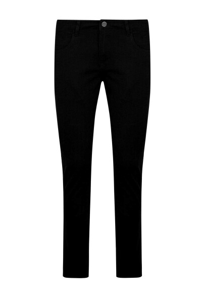 Siyah Slim Fit Desenli Pamuklu 5 Cep Kanvas Pantolon 