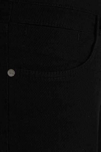 Siyah Slim Fit Desenli Pamuklu 5 Cep Kanvas Pantolon - 3