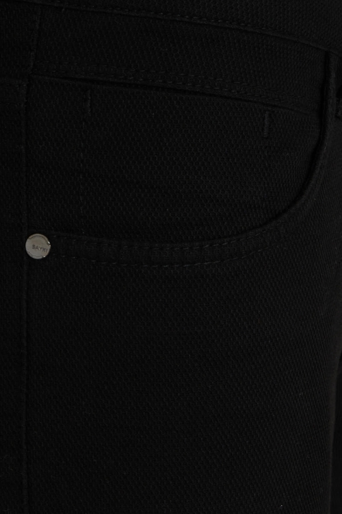 Siyah Slim Fit Desenli Pamuklu 5 Cep Kanvas Pantolon - Thumbnail (2)