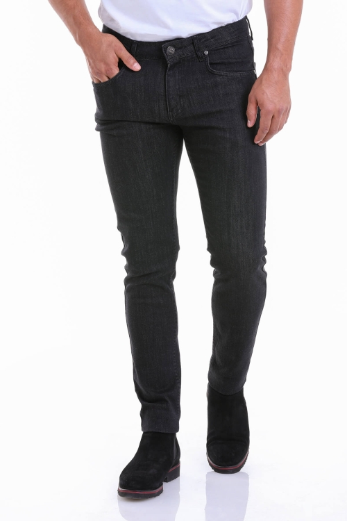 HTML - Siyah Slim Fit Düz Pamuklu 5 Cep Kot Pantolon