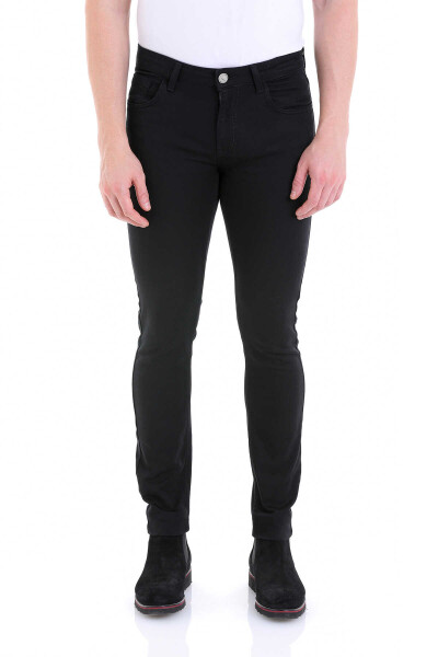 Siyah Slim Fit Pamuklu 5 Cep Kanvas Pantolon 