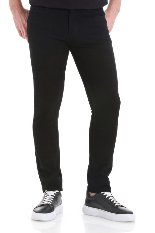 Hatem Saykı - Siyah Slim Fit Düz 5 Cep Pamuklu Kanvas Pantolon