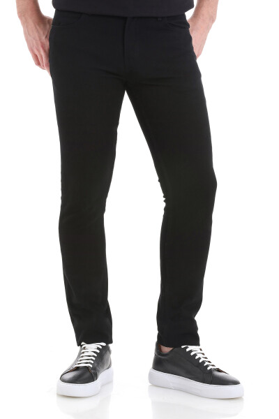 Siyah Slim Fit 5 Cep Pamuklu Kanvas Pantolon 