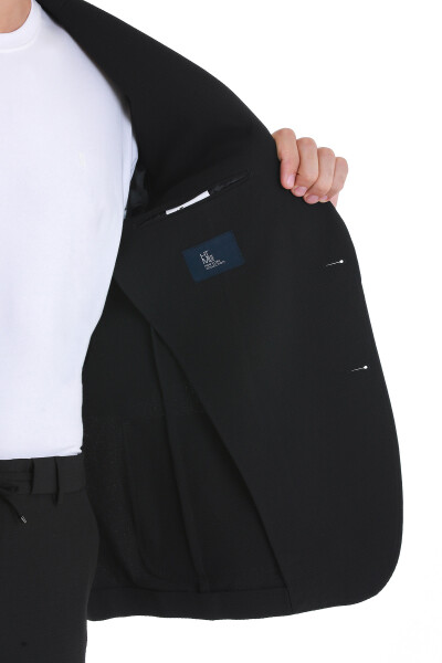 Siyah Slim Fit Mono Yaka Casual Takım Elbise - 7