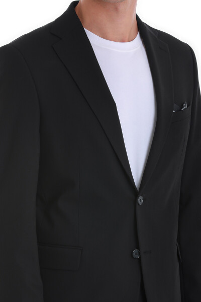 Siyah Slim Fit Mono Yaka Klasik Takım Elbise - 5