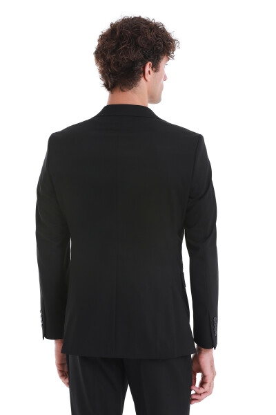 Siyah Slim Fit Mono Yaka Klasik Takım Elbise - 7