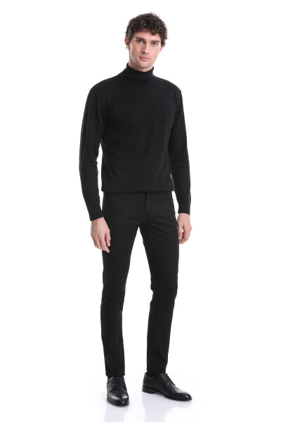 Siyah Slim Fit Pamuklu 5 Cep Kanvas Pantolon - 2