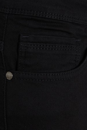 Siyah Slim Fit Düz Pamuklu 5 Cep Kot Pantolon - Thumbnail
