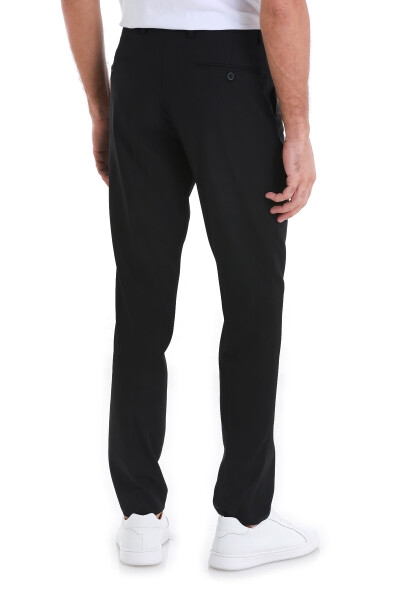 Siyah Slim Fit Yandan Cepli Kumaş Pantolon - 5