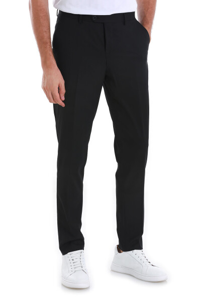 Siyah Slim Fit Yandan Cepli Kumaş Pantolon 