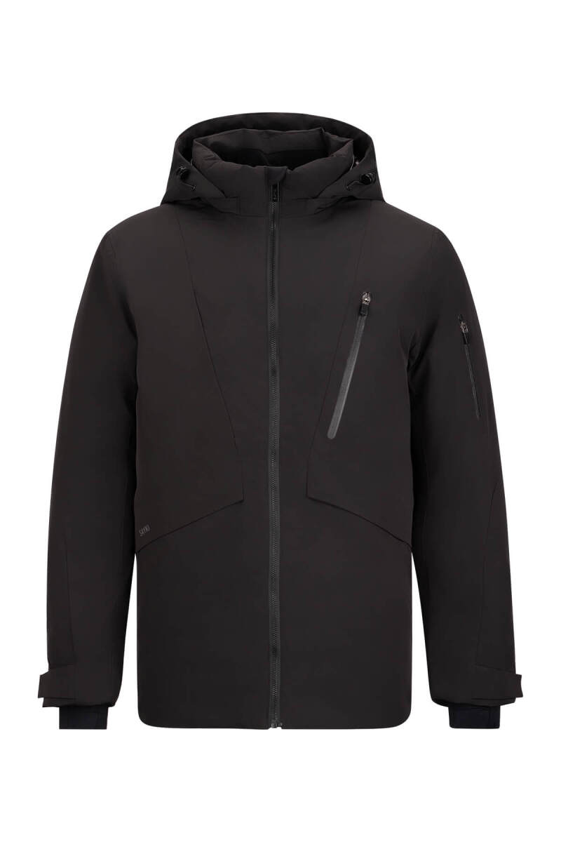 Siyah Slim Fit Hakim Yaka Kapüşonlu Mont