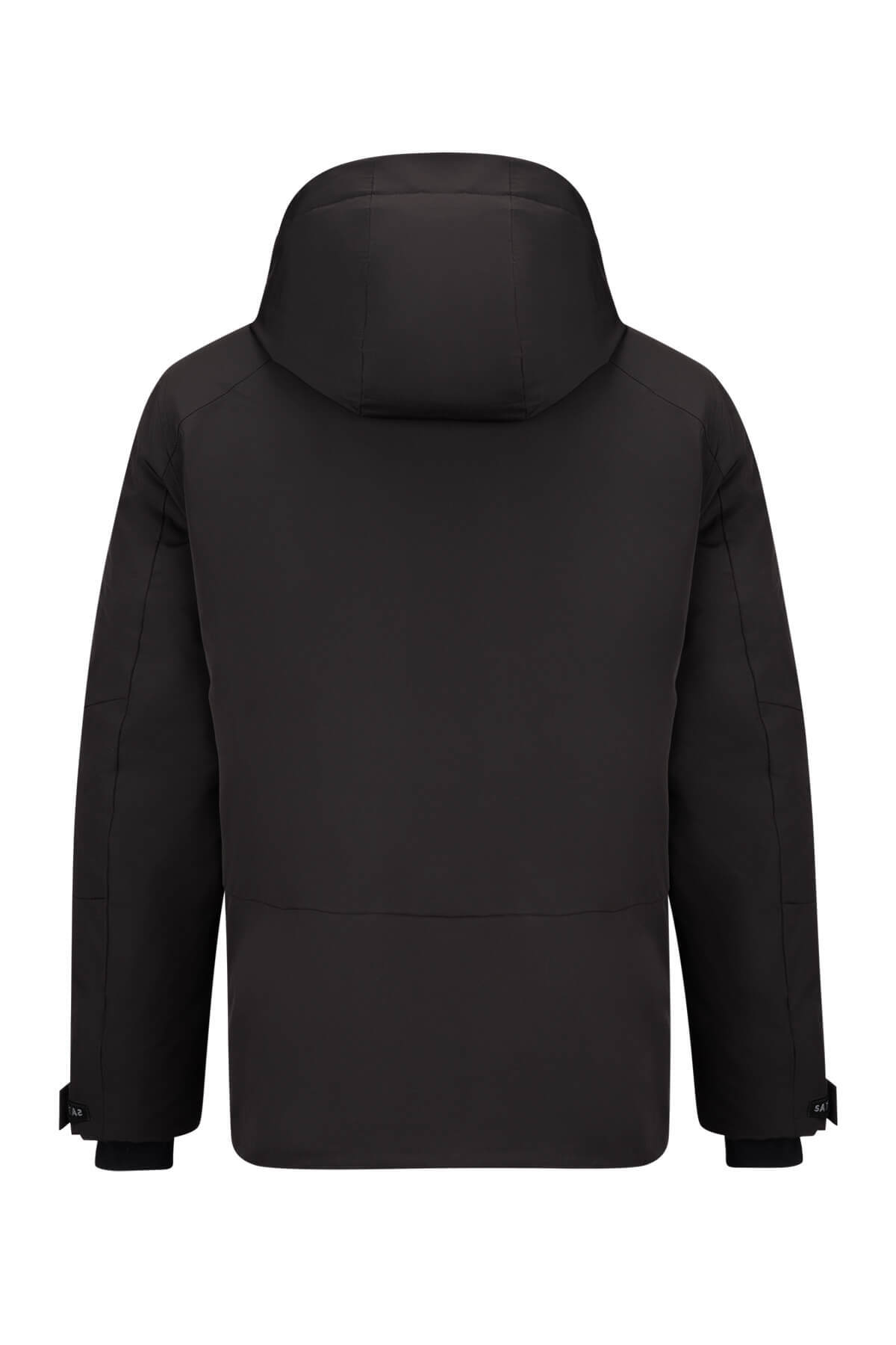 Siyah Slim Fit Hakim Yaka Kapüşonlu Mont - 2