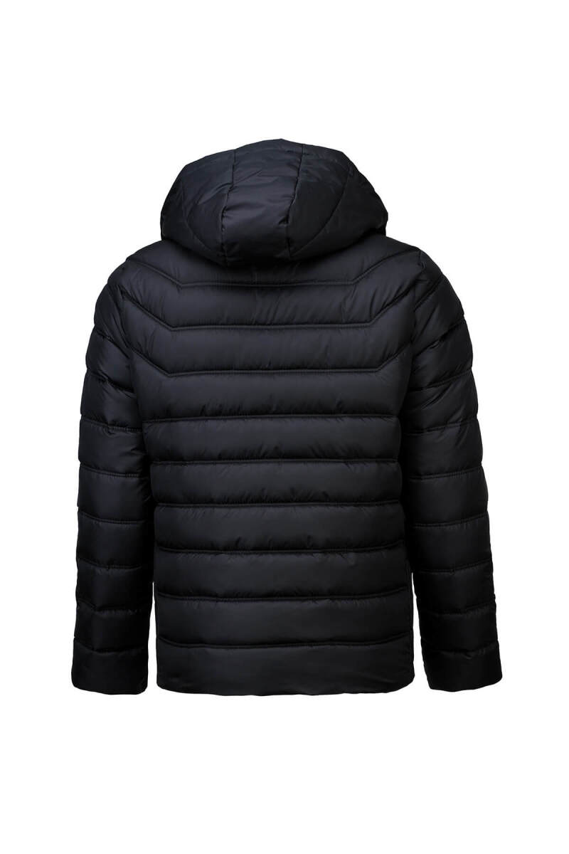 Siyah Slim Fit Hakim Yaka Kapüşonlu Şişme Mont - HTML (1)