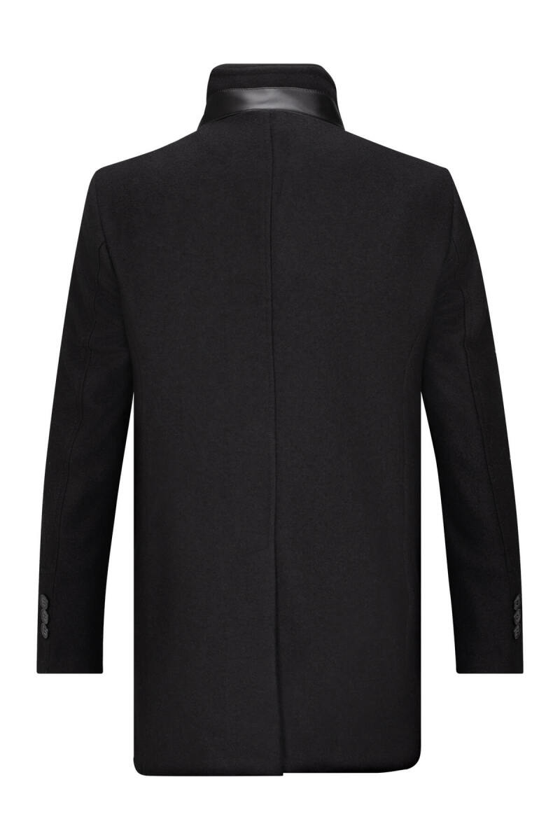 Siyah Slim Fit Hakim Yaka Yünlü Kaşe Palto - Saykı (1)