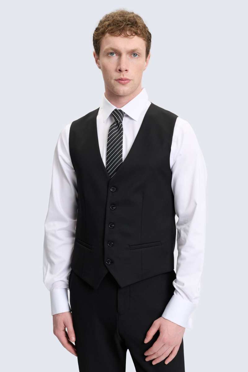 Siyah Slim Fit Klasik Yelek